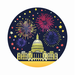 Christmas greeting card vector illustration with city architecture silhouette symbol of church and cathedral