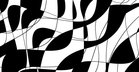 Abstract Seamless Black and White Organic Wavy Pattern Background Design