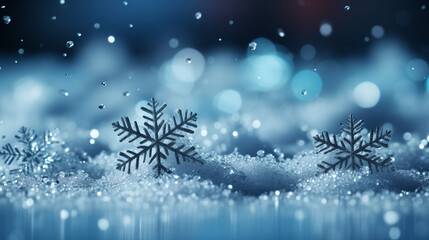 blue christmas background with snowflakes