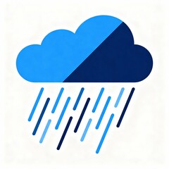 A stylized graphic of a cloud with rain, featuring a gradient of blue colors, representing a rainy weather theme.