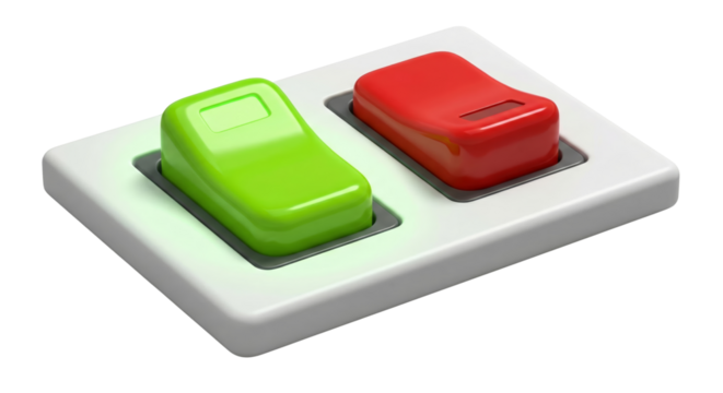 On and Off Rectangular Switches Representing Decisions, Choices, or Actions