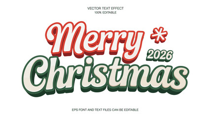 merry Christmas 2026 text effect, editable stylish festive typography design for holidays