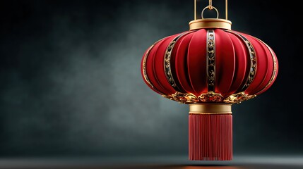 A beautifully crafted red lantern with intricate gold details, symbolizing good fortune and celebration.