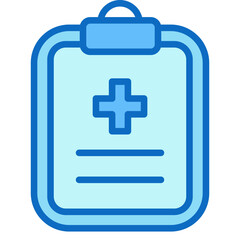 Medical Report Blue Fill Icon Design Vector - clipboard with a medical cross symbol representing patient records, health documentation, and medical reports