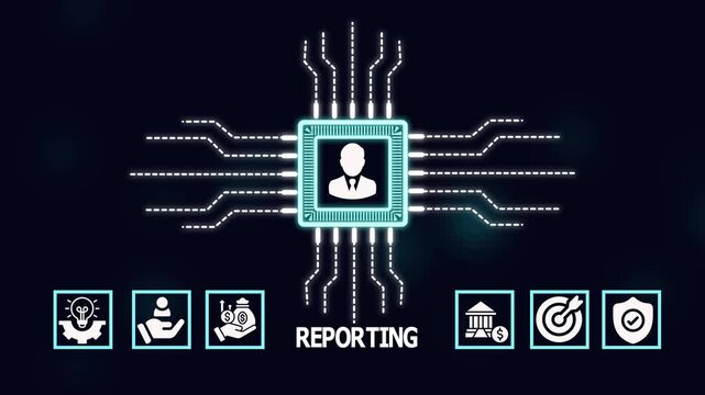 Corporate reporting dashboard analytics for business evaluation, performance review, financial assessment and data transparency management with smart digital visualization interface.