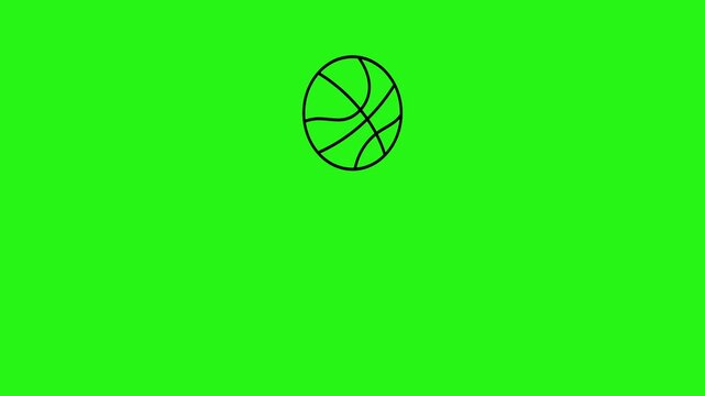 Basketball icon bouncing in a seamless loop on green screen background