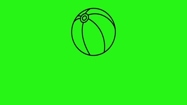 Beach ball icon bouncing in seamless animation on green screen background