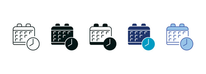 Schedule Icon Set Consisting of Multiple Styles Vector Illustration