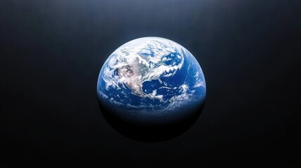 Fototapeta premium A stunning view of Earth from space, highlighting its blue oceans, white clouds, and landmasses against a dark cosmic backdrop.