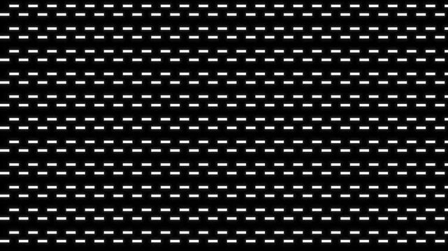 Seamless animation of horizontal dashed white lines on black background