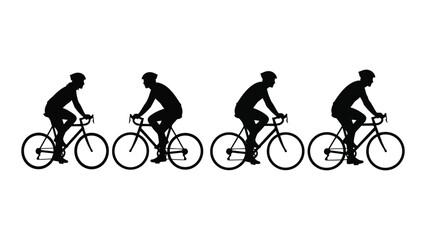 Obraz premium Cyclist silhouettes vector set isolated on white background, Vector