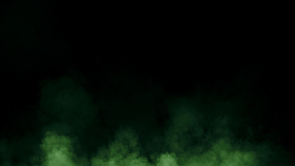 Abstract green smoke, fog on isolated black background, creating a mysterious and backdrop, creating a dreamy, atmospheric effect for artistic