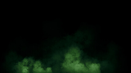 Abstract green smoke, fog on isolated black background, creating a mysterious and backdrop, creating a dreamy, atmospheric effect for artistic
