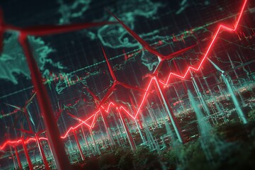 Dynamic wind turbine energy stock market trend showing growth potential in renewable energy industry and eco friendly sustainable power solutions