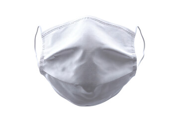 Obraz premium White disposable face mask with ear loops on black background medical, Isolated On Transparent Background, Png Cut Out