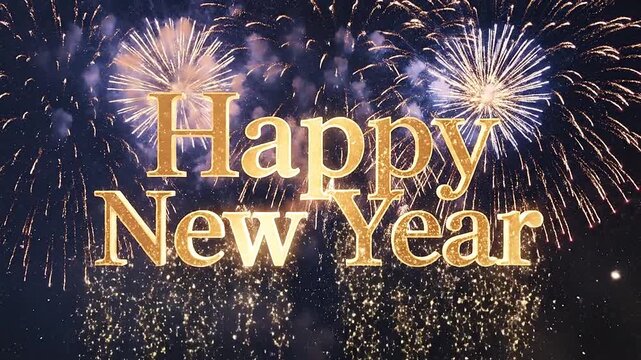 Keyframes showing the animation process of happy new year.