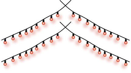 Decorative hanging string lights with warm red glowing bulbs resembling small peppers, an isolated vector for festive party decor