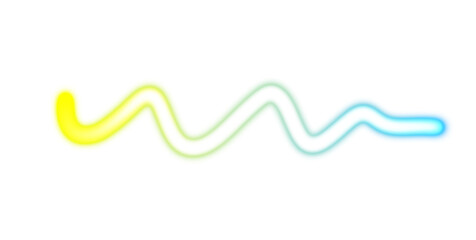 Abstract glowing neon light streak rays on transparent background. Glowing light flow wave multicolour gradient shape cutout PNG overlay. Light beams flow wave shaped.