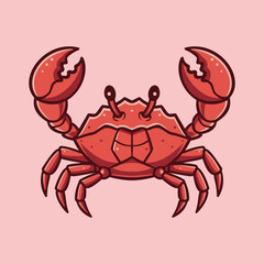 Red Crab Character Seafood Restaurant Logo Vector Template