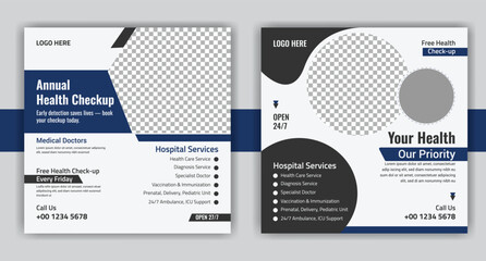 Professional Medical Assistance Poster design and Social media Health care ads post banner template vector