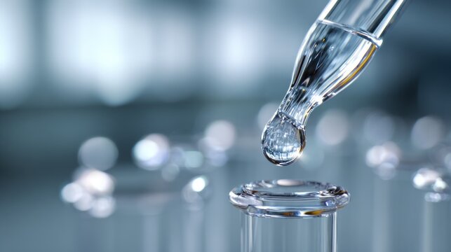 Droplet falling into glass test tube