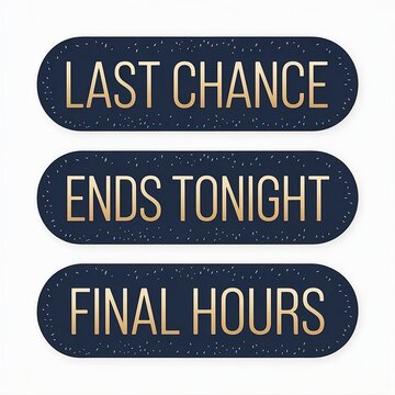 Boost sales with elegant gold and blue last chance marketing banners, perfect for promoting limited-time offers and final hour deals