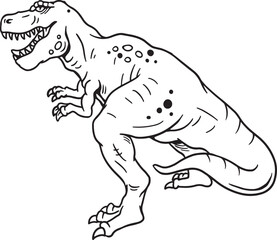 Obraz premium Cartoon Tyrannosaurus Rex dinosaur line art illustration