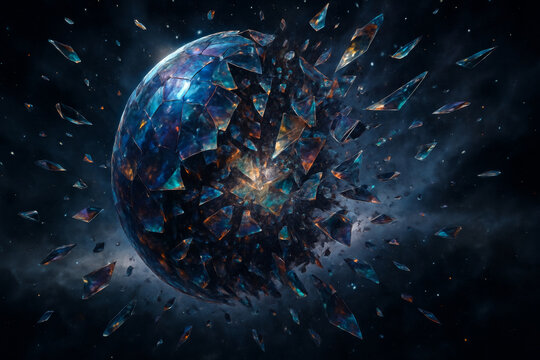 Shattering Glass Sphere Chromatic Glass Universe Explosion