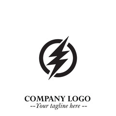 Sleek Electrical Logo Symbol on a Clean White Background for Modern Branding Design Elements Art