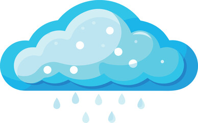 Cartoon cloud with falling rain drops and snowflakes