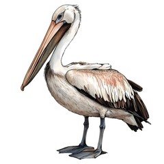 ペリカンの水彩画風イラスト