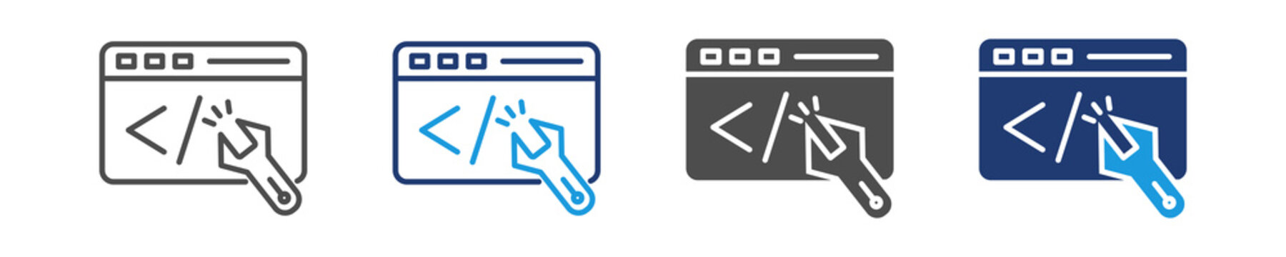 code maintenance icon set multiple style