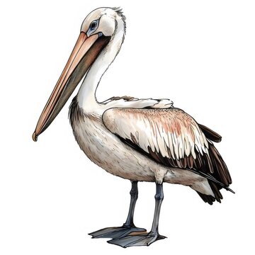 ペリカンの水彩画風イラスト