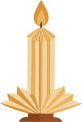 Decorative striped candle with flame and fan base