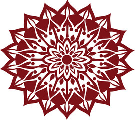 Intricate red mandala design with geometric patterns