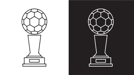 Soccer trophy line art illustration simple vector design element for sports achievements isolated on white and black background