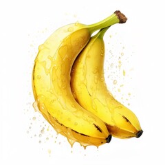 新鮮なバナナに水滴が光り輝く