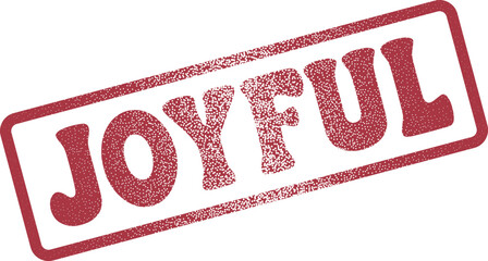 Uplifting Grungy Joyful Word Stamp Imprint Expressing Happiness, Delight, and Positive Enthusiasm