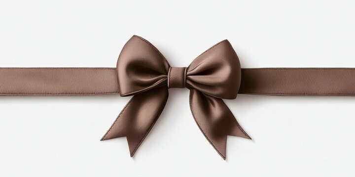 simple brown ribbon bow tied neatly on a textured background, adding a touch of elegance and charm.