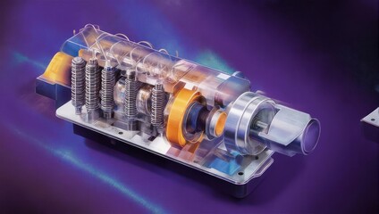 Detailed Internal View of a Complex Mechanical System on Display.