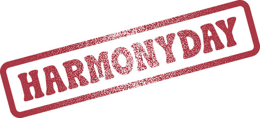 Commemorating the special occasion of Harmony Day with an official red textured stamp emblem