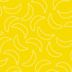 Banana Line Art Seamless Pattern. Seamless Banana Outline Vector Pattern. suitable for wallpaper, wrapping paper, textile print.