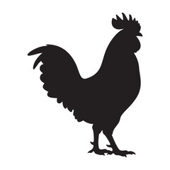 Black Rooster Silhouette Vector Illustration