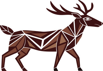 Obraz premium Geometric brown deer with antlers in a stylized art style