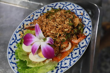 Spicy seafood salad, Thai food