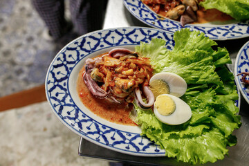 Spicy seafood salad, Thai food