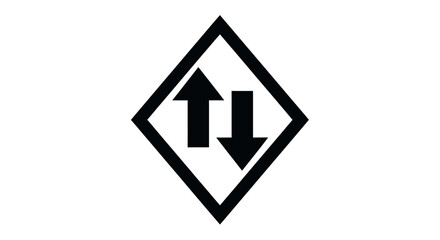 Two-way Directional Arrow Sign Inside a Diamond Shape with Contrasting Directions