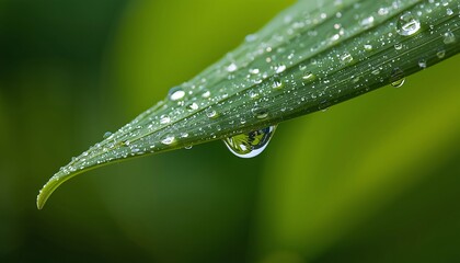 Obraz premium Tilted Macro: Leaf Edge & Dew Drop
