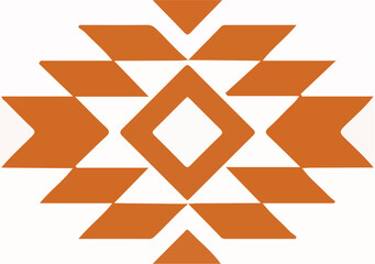 Ai futuristic office workspace with remote job screens illustration of minimalist orange geometric pattern resembling a traditional southwestern or tribal textile design element featuring concentric d