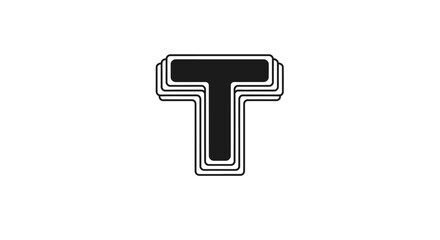 Stylized Letter T Logo Design with Black Fill and Multiple Outline Layers